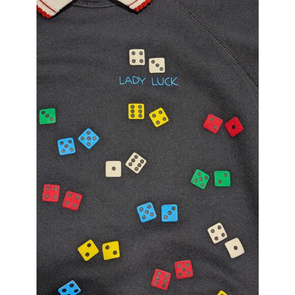 Vintage 80s Lady Luck Casino Dice Sweatshirt Pullover Colorful Grannycore Vegas - Picture 4 of 5